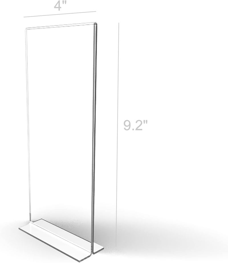 FixtureDisplays 12PK 4 x 9 Clear Acrylic Sign Holder for Tabletops Vertical Table Tent Frame Photo Sign Menu Bottom Insert 1119324X912PKNPF Peel Off Protective Film White Before use - Image 2