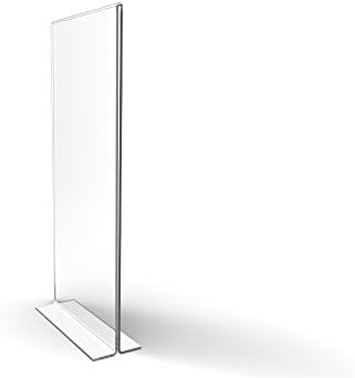 FixtureDisplays 12PK 4 x 9 Clear Acrylic Sign Holder for Tabletops Vertical Table Tent Frame Photo Sign Menu Bottom Insert 1119324X912PKNPF Peel Off Protective Film White Before use - Image 1