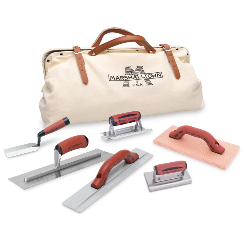 MARSHALLTOWN Concrete Apprentice Tool Kit in Canvas Bag, Includes 6 Concrete Tools, Finishing Trowel, Hand Float, Groover, Edger, Wood Float, Margin Trowel, Made in the USA, CTK2 - Image 1