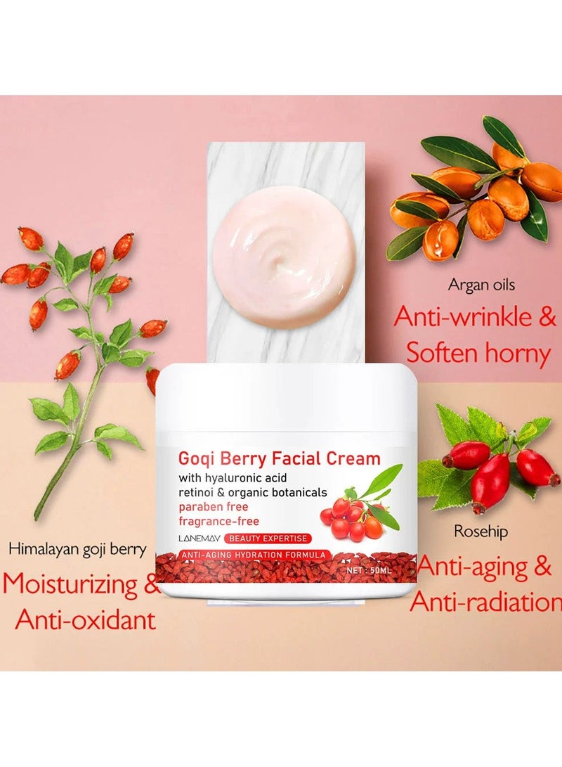 LANEMAY Goji Berry Herbal Face Cream – Hydrating Moisturizer Anti-Wrinkle Brightening Nourishing Skin Care Cream, Natural Herbal Formula - Image 3