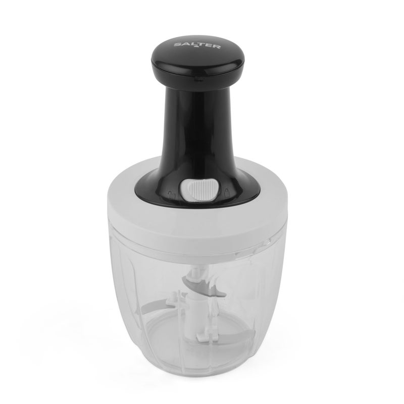 Salter BW12923EU7 Press Chopper  Manual Hand Dicer for Onion Pepper Mincer Food Processor Garlic Ginger Herbs Chillies Stainless Steel Blade NonSlip Compact Storage Easy to Clean