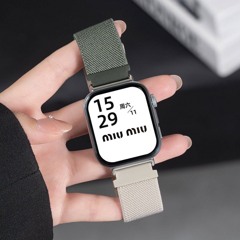 سوار ساعة ذكية سوار نايلون حلقي متوافق مع Samsung Galaxy Watch 7 Classic بملاءمة قابلة للتعديل وحزام بديل للاستخدام اليومي باللون Starlight قابل للتعديل - NOVA - Image 1