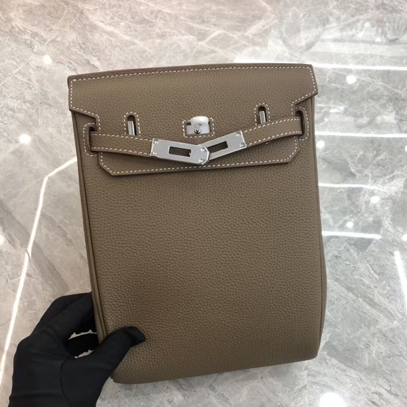 First-Layer Cowhide Kelly Bag, High-End Diagonal Chest Bag, Backpack For Women, Large-Capacity Versatile Shoulder Bag - Image 5