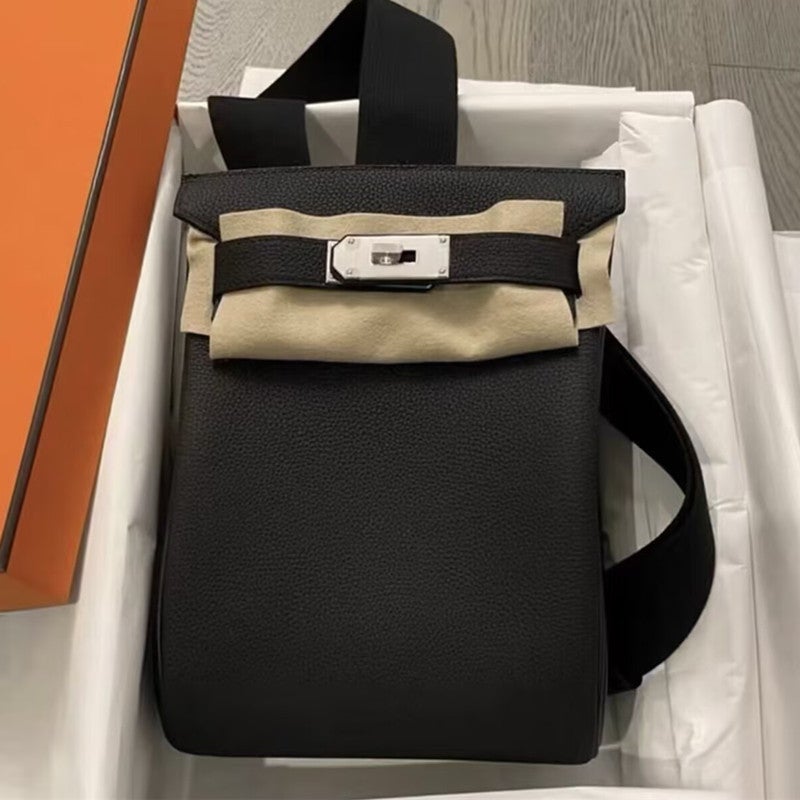 First-Layer Cowhide Kelly Bag, High-End Diagonal Chest Bag, Backpack For Women, Large-Capacity Versatile Shoulder Bag - Image 3