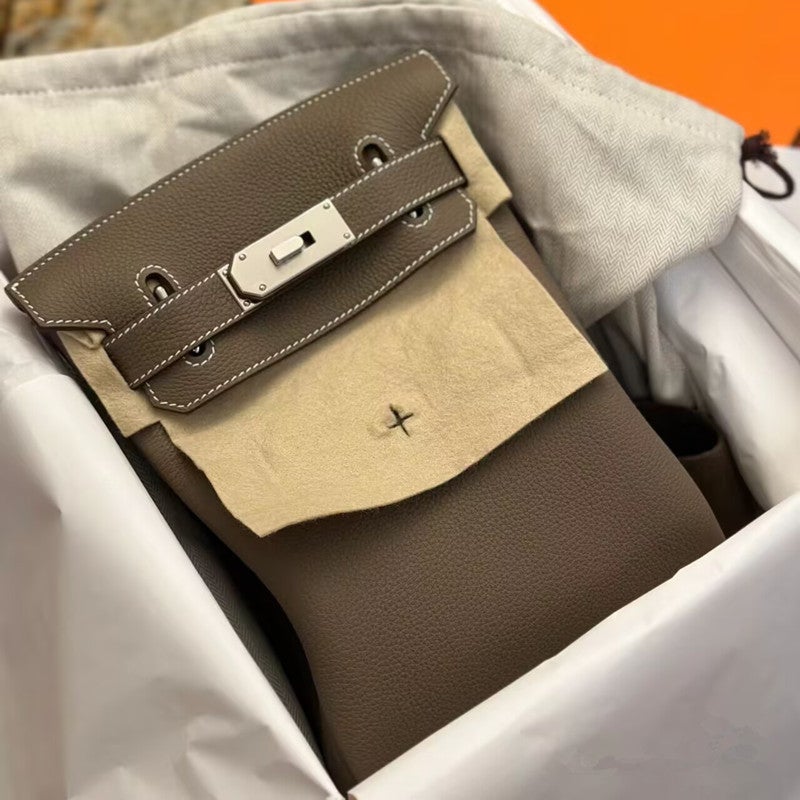 First-Layer Cowhide Kelly Bag, High-End Diagonal Chest Bag, Backpack For Women, Large-Capacity Versatile Shoulder Bag - Image 4