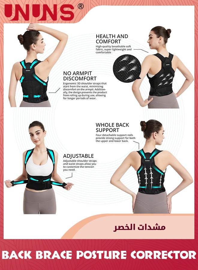 UNUNS Back Brace Posture Corrector For Women Men,Shoulder Straightener,Adjustable Full Back Support,Posture Trainer,Upper And Lower Back Pain Relief-Scoliosis,Hunchback, Hump,Thoracic,Spine Corrector-M  - Image 5