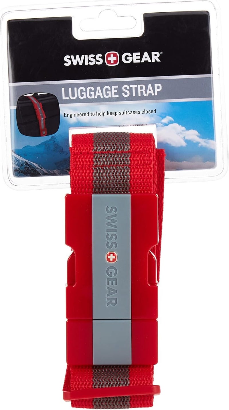 SwissGear Adjustable Luggage Strap with SnapLock Buckle  Fits Bags up to 72Inches One Size Red - Image 1