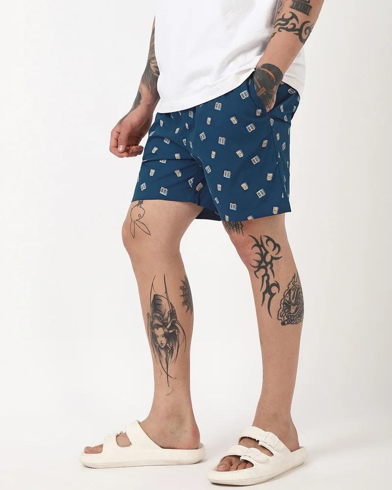 bewakoof Men's Navy Blue All Over Printed Boxers