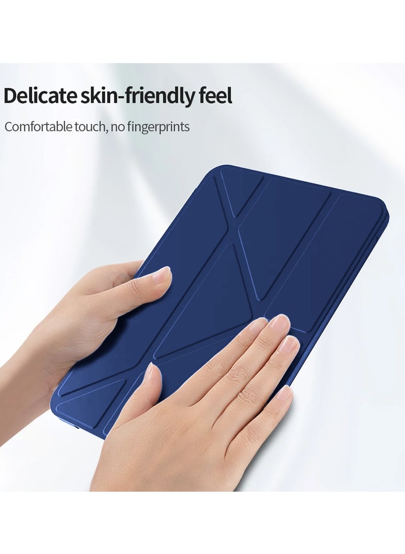 Wtech - Apple iPad Air 2025 (7th Generation) M3 13 inch Symmetry 360 Smart Folio Series Auto Awake/Auto Sleep Leather Texture and Transparent Back with Pen Holder Case Cover - Navy Blue - Image 1