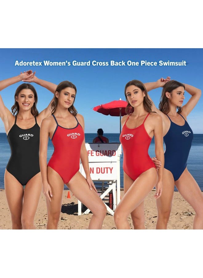 Adoretex (36, Red) - Womens Lifeguard Cross Back Swimsuit - Image 4