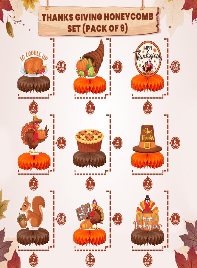 كاتشون، قطع مركزية لطاولات عيد الشكر - عبوة من 9 قطع | زينة طاولة عيد الشكر | زينة طاولة عيد الشكر | زينة حفلات عيد الشكر مع الأصدقاء، زينة موسم الحصاد - Image 2