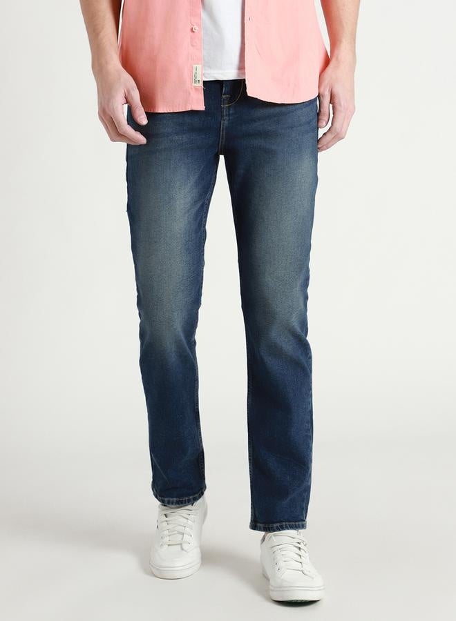 Dennis Lingo Men's Dark Blue Straight Fit Twill Jeans  - Image 1