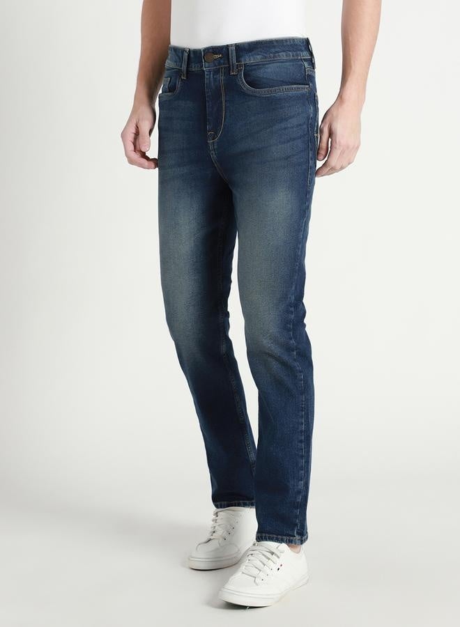 Dennis Lingo Men's Dark Blue Straight Fit Twill Jeans  - Image 3
