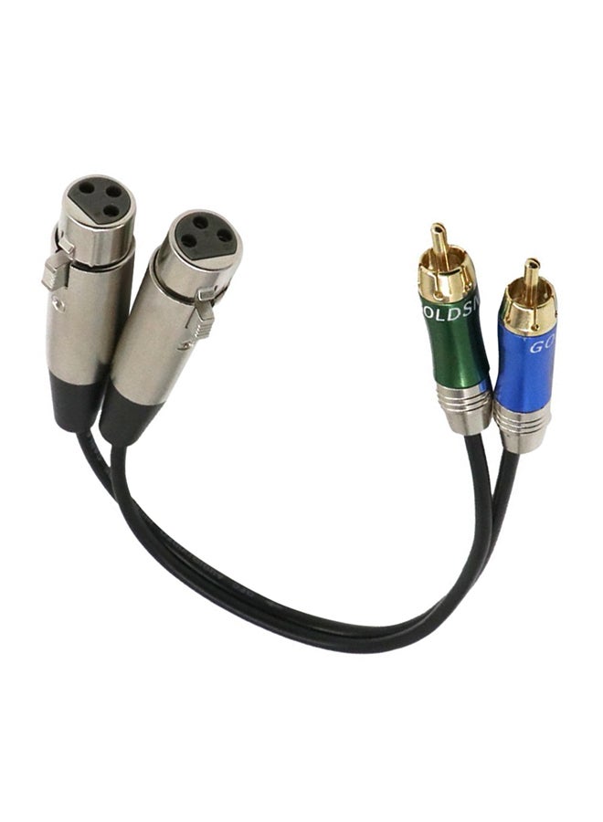كابل توصيل من منفذي XLR أنثى إلى منفذي RCA ذكر أسود