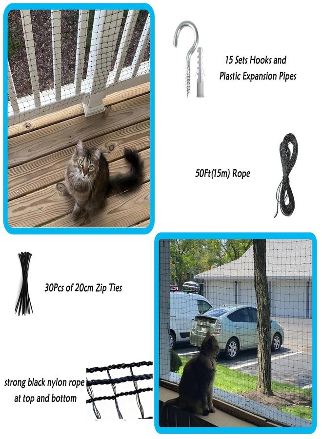 JUNFLYING Cat Balcony Net,10×20 FT Anti-Fall Safety Net, No Steel Wire,cat Balcony Protection for Windows, railings, terraces, and Stairs. - Image 3