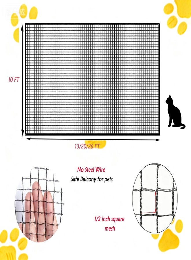 JUNFLYING Cat Balcony Net,10×20 FT Anti-Fall Safety Net, No Steel Wire,cat Balcony Protection for Windows, railings, terraces, and Stairs. - Image 2