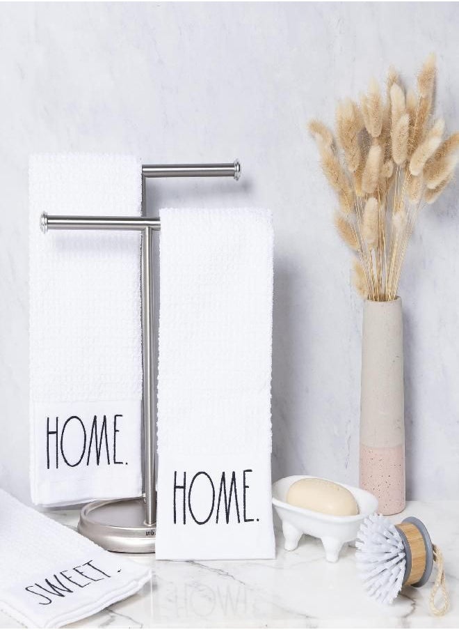 Rae Dunn Rae Dunn Set of 3 Hand Towels for Kitchen and Bathroom, 100% Cotton, Embroidered White Dish Towels Embroidered Home, Sweet, Home 16 inches x 26 inches Decorative Hand Towels 