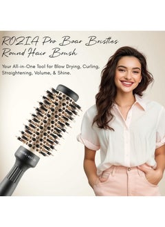 Rozia Pro Boar Bristles Round Hair Brush, Thermal Ceramic & Ionic Tech, Roller Hair Brush For Blow Drying, Curling, Straightening, Add Volume & Shine (32 Mm)  - Image 2