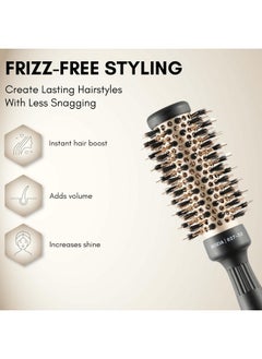 Rozia Pro Boar Bristles Round Hair Brush, Thermal Ceramic & Ionic Tech, Roller Hair Brush For Blow Drying, Curling, Straightening, Add Volume & Shine (32 Mm)  - Image 3