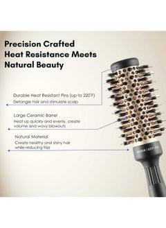 Rozia Pro Boar Bristles Round Hair Brush, Thermal Ceramic & Ionic Tech, Roller Hair Brush For Blow Drying, Curling, Straightening, Add Volume & Shine (32 Mm)  - Image 4