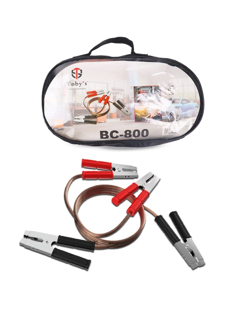 توبيز كابلات توصيل بطارية توبي 800 أمبير وطول 2.5 متر | كابلات توصيل ثقيلة لمساعدي السيارات | كابلات بدء الطوارئ للسيارة والشاحنة مع حقيبة للحمل - Image 1