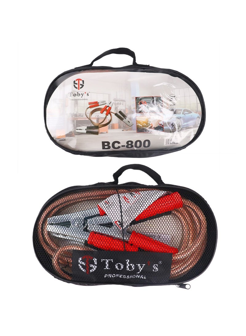 توبيز كابلات توصيل بطارية توبي 800 أمبير وطول 2.5 متر | كابلات توصيل ثقيلة لمساعدي السيارات | كابلات بدء الطوارئ للسيارة والشاحنة مع حقيبة للحمل - Image 2