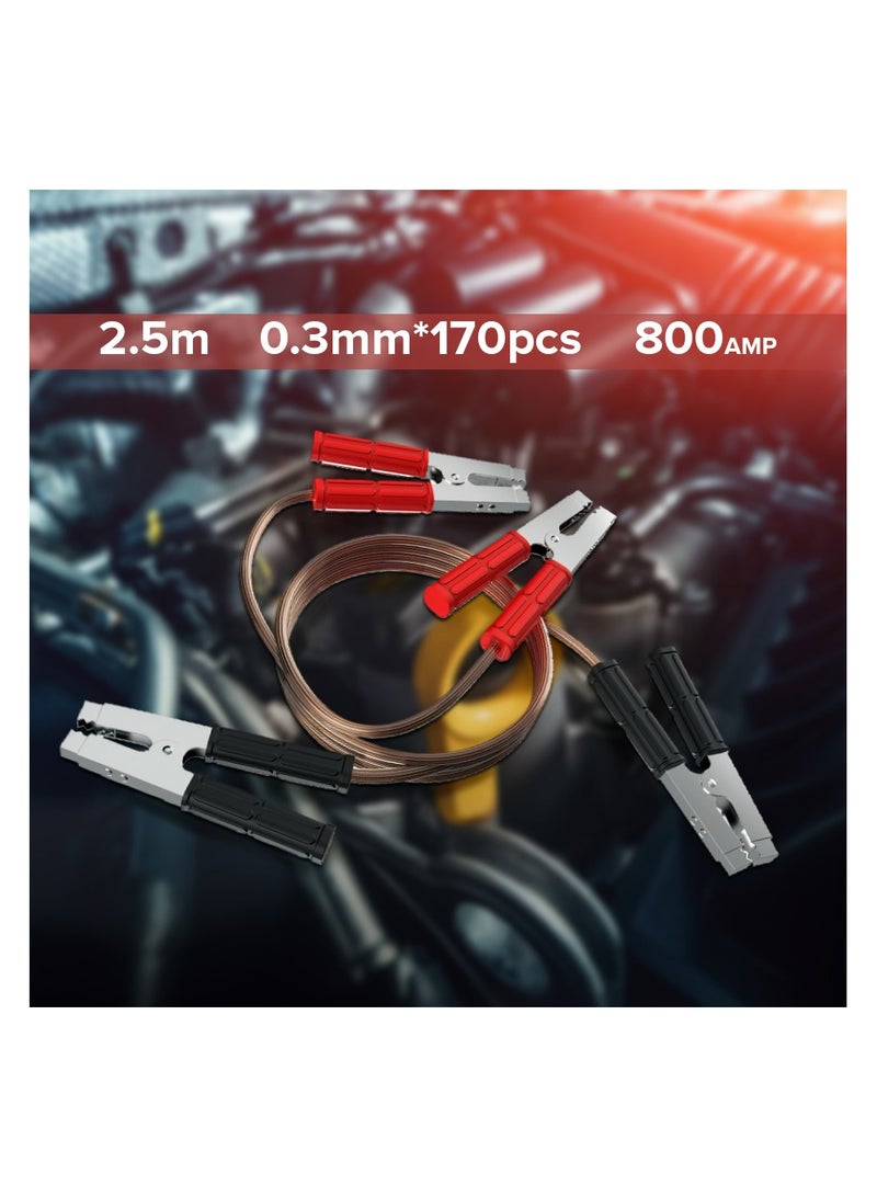 توبيز كابلات توصيل بطارية توبي 800 أمبير وطول 2.5 متر | كابلات توصيل ثقيلة لمساعدي السيارات | كابلات بدء الطوارئ للسيارة والشاحنة مع حقيبة للحمل - Image 4