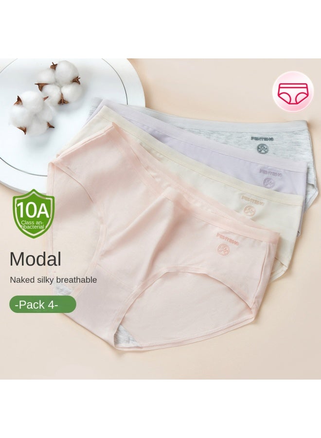 Fenton Modal 10a Antibacterial】4-pack Breathable Women's Mid-rise Stretch Briefs Underwear - Image 2