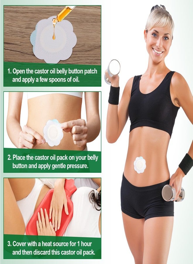 NQEUEPN 60pcs Castor Oil Pack Wrap for Belly Button, Spunlace Cloth Plum Blossom Pattern Silicone Bandage Foam Dressing Self-Adhesive High Absorbent Castor Oil Belly Button Wrap Pads No Wash - Image 4