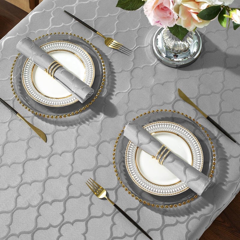 SASTYBALE Jacquard Napkin Flower Pattern Polyester Table Cover  Spill Proof Wrinkle Resistant DustProof for Kitchen Dining Tabletop Decoration Grey 20X20 - Image 4