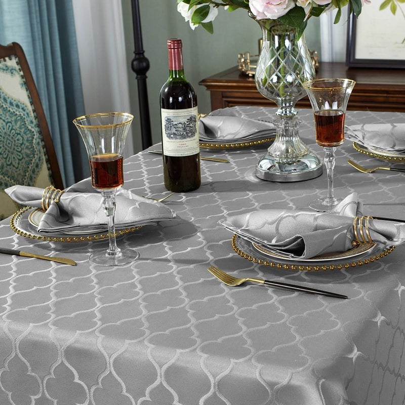 SASTYBALE Jacquard Napkin Flower Pattern Polyester Table Cover  Spill Proof Wrinkle Resistant DustProof for Kitchen Dining Tabletop Decoration Grey 20X20 - Image 5