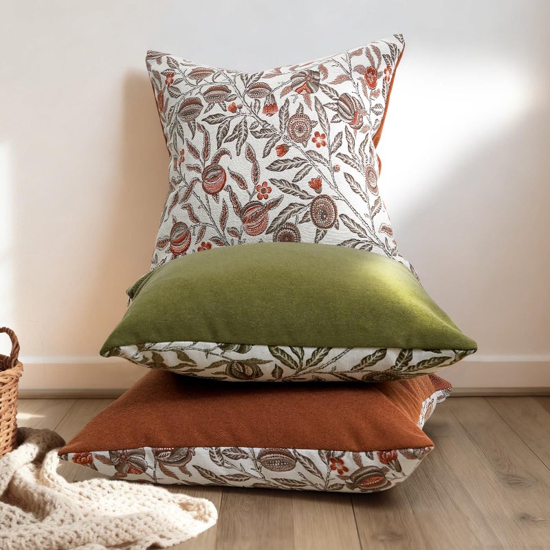 makkey Throw Pillow Covers 18x18 Set of 2 Floral Pillow Cover Vintage Jacquard Pillow Covers for Sofa Bed Living Room Home Decor, Brown - Image 3