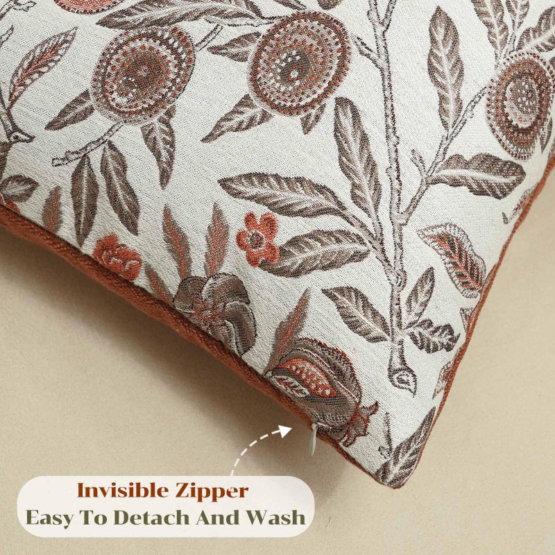 makkey Throw Pillow Covers 18x18 Set of 2 Floral Pillow Cover Vintage Jacquard Pillow Covers for Sofa Bed Living Room Home Decor, Brown - Image 5