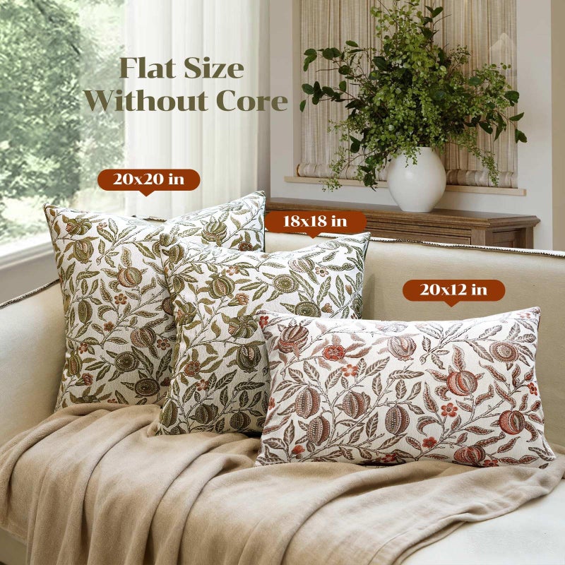 makkey Throw Pillow Covers 18x18 Set of 2 Floral Pillow Cover Vintage Jacquard Pillow Covers for Sofa Bed Living Room Home Decor, Brown - Image 4