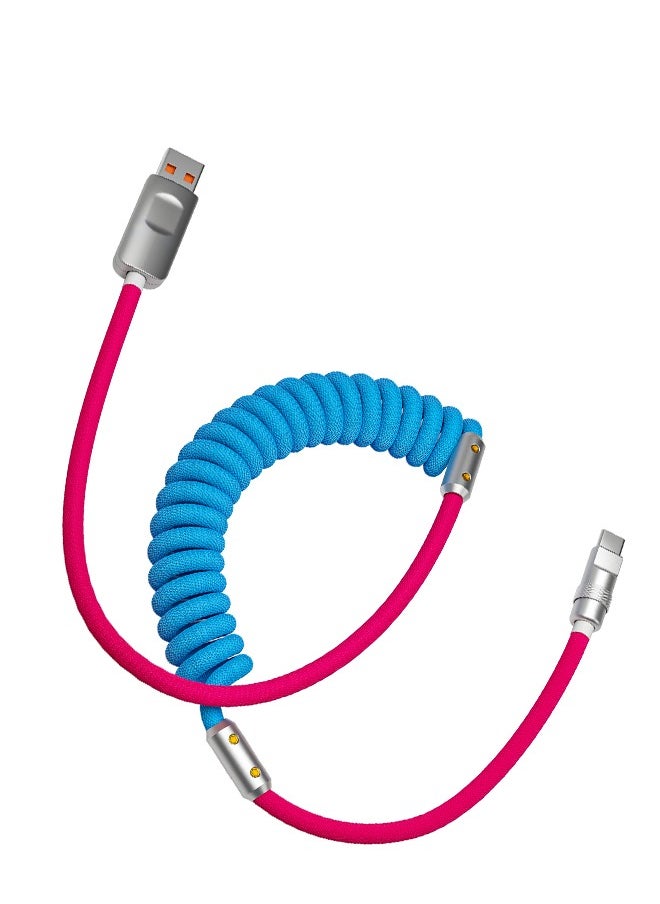 Coiled USB C Cable, Fast Charging 120W USB to Type C Cord Data Sync Spring Charger Cable for iPhone iPad Samsung Galaxy Huawei Honor Xiaomi