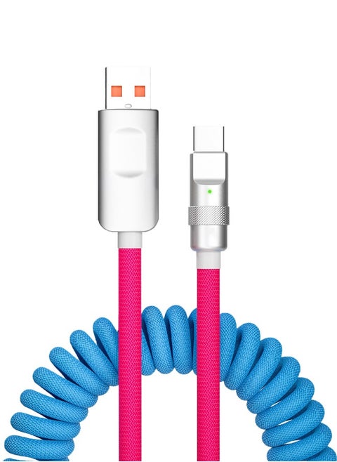 Coiled USB C Cable, Fast Charging 120W USB to Type C Cord Data Sync Spring Charger Cable for iPhone iPad Samsung Galaxy Huawei Honor Xiaomi