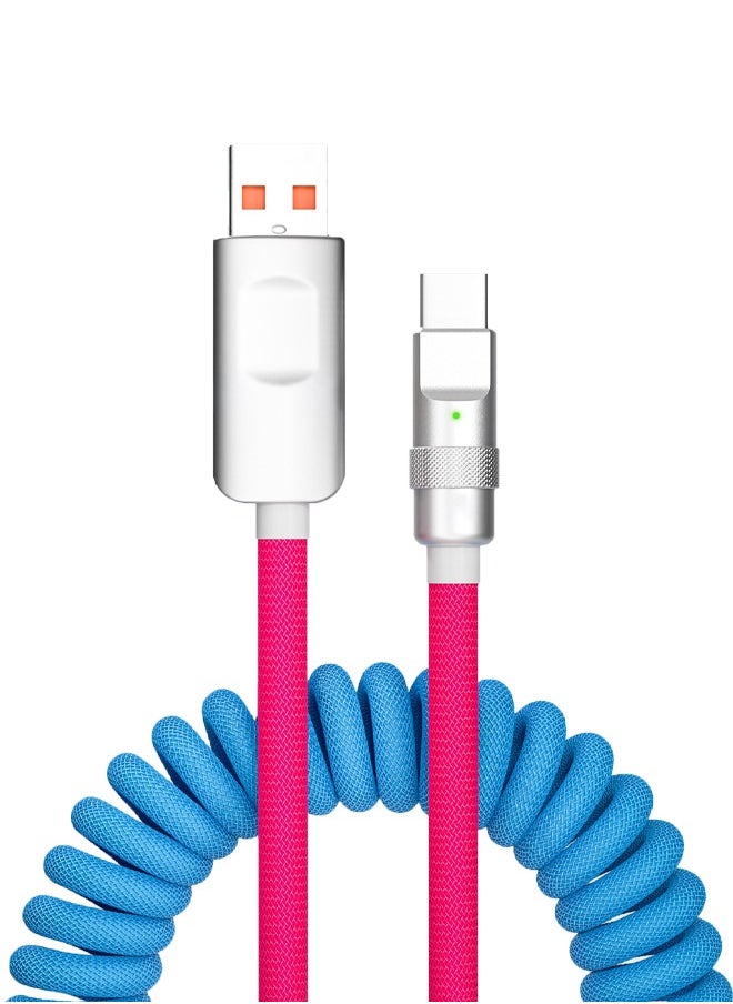 Coiled USB C Cable, Fast Charging 120W USB to Type C Cord Data Sync Spring Charger Cable for iPhone iPad Samsung Galaxy Huawei Honor Xiaomi