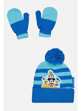 Disney Kids Boy 2 Pcs Beanie And Winter Gloves, Blue  - Image 1