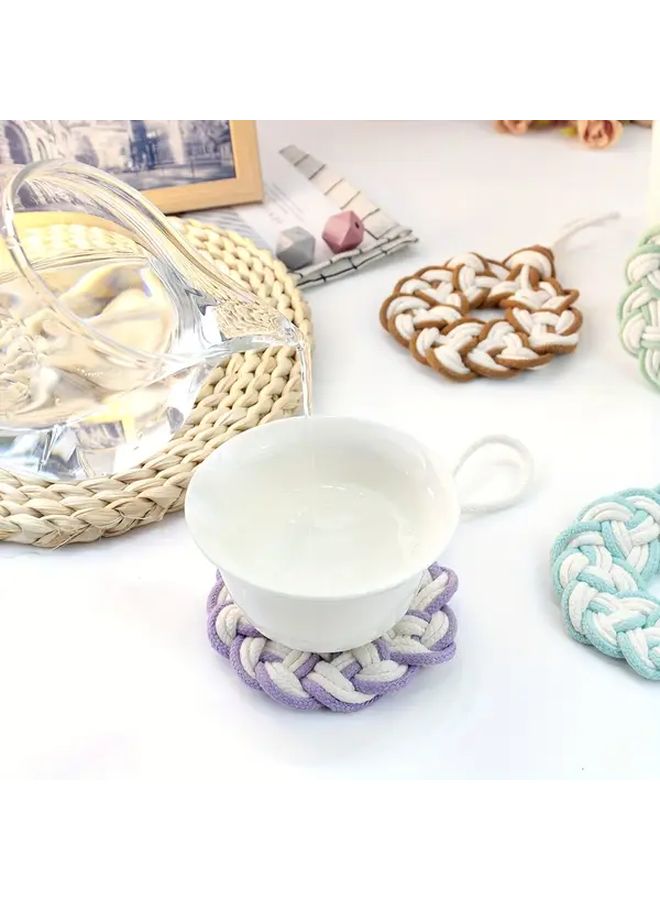 Beginner Friendly Macrame Kit Peach Pink R04 Natural Coasters Set - Image 4