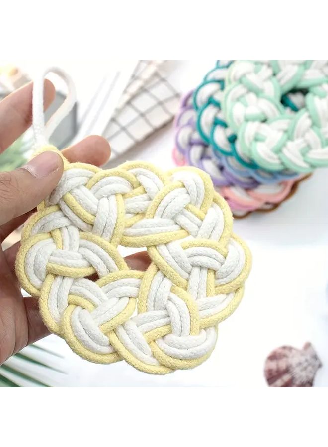 Beginner Friendly Macrame Kit Peach Pink R04 Natural Coasters Set - Image 5