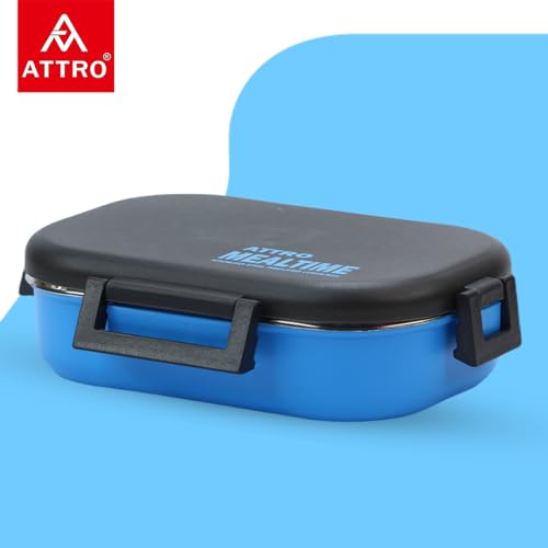 ATTRO Meal Time Stainless Steel Insulated Lunch Box with Small Container Airtight Leak-Proof Perfect for Office, School, Picnic, 800 ml - Sky Blue - Image 3