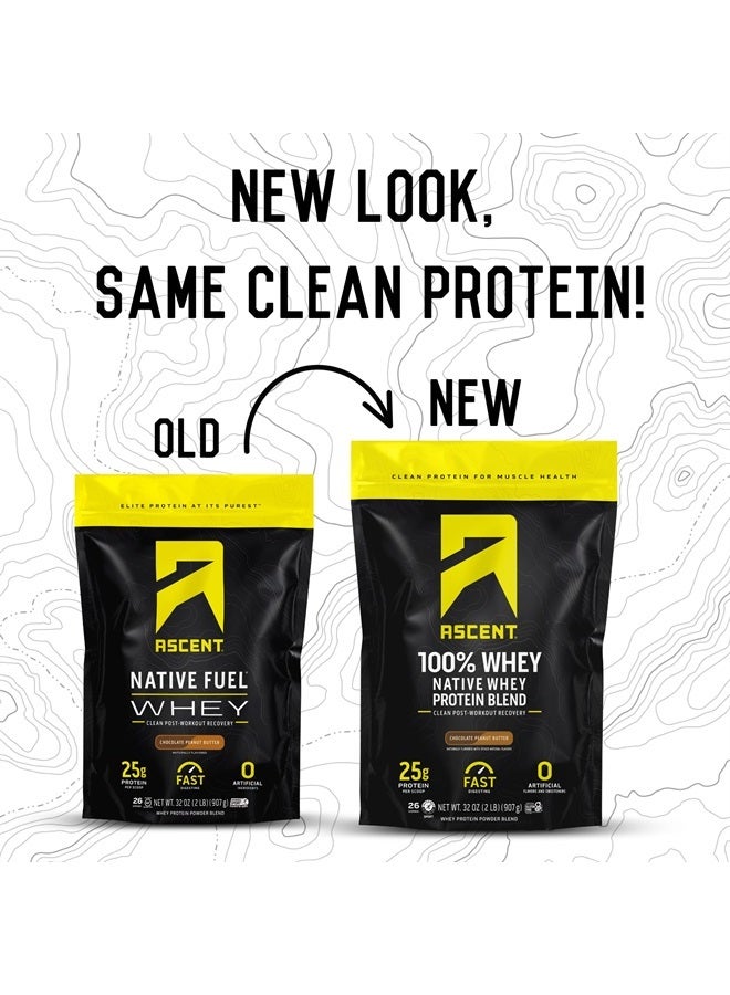 Ascent مسحوق بروتين مصل اللبن 100% - بروتين مصل اللبن المعزول بعد التمرين، بدون نكهات صناعية ومحليات، خالي من الجلوتين، 5.5 جرام BCAA، 2.6 جرام ليوسين، أحماض أمينية أساسية، زبدة الفول السوداني بالشوكولاتة 2 رطل - Image 3