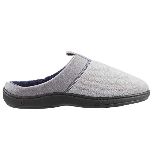 Isotoner Men's Classic Microterry Slippers - Cooling Gel-Infused Memory Foam, Indoor/Outdoor Soles, Machine Washable, Microterry Ash, 11-12 - Image 1