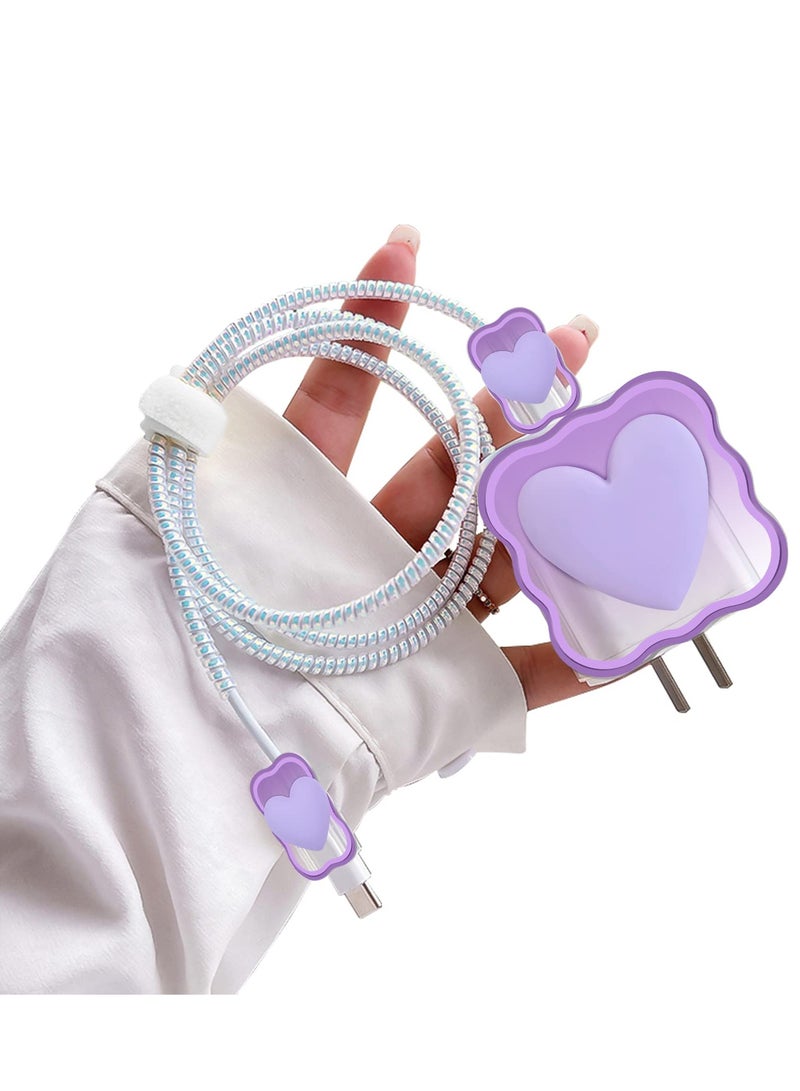 Excefore Cute Cable Protector Prevents Breakage Cable Cord Saver Case Ultra Compact for iPhone 11 12 13 14 Pro Max Charger Protector Purple - Image 1