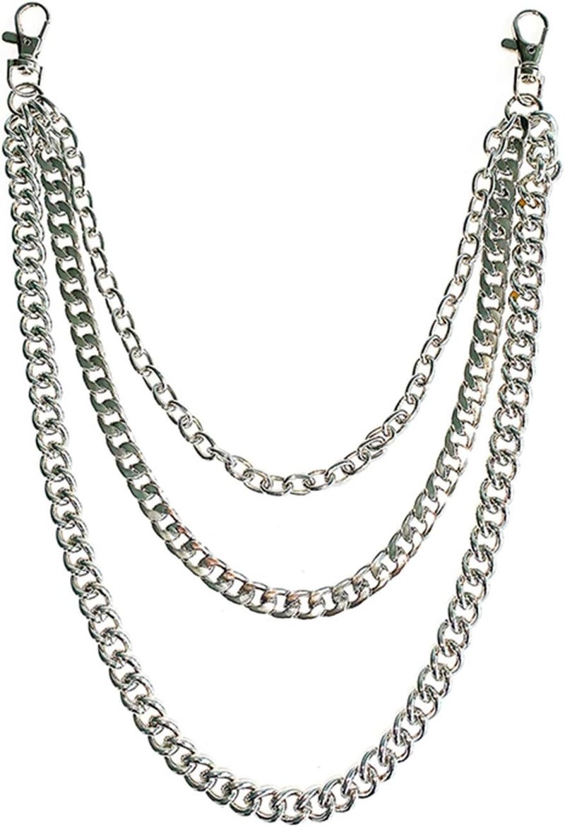 Lainrrew Trousers Chain, Pants Chain Belt Chain Wallet Chain Pocket Chain Hip Hop Punk Jeans Chain Key Chain Goth Accessories for Eboy Egirl Women Men (Silver) - Image 1