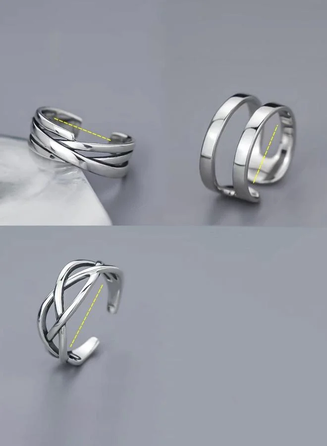 تايك تو طقم خواتم بارزة - 3 قطع