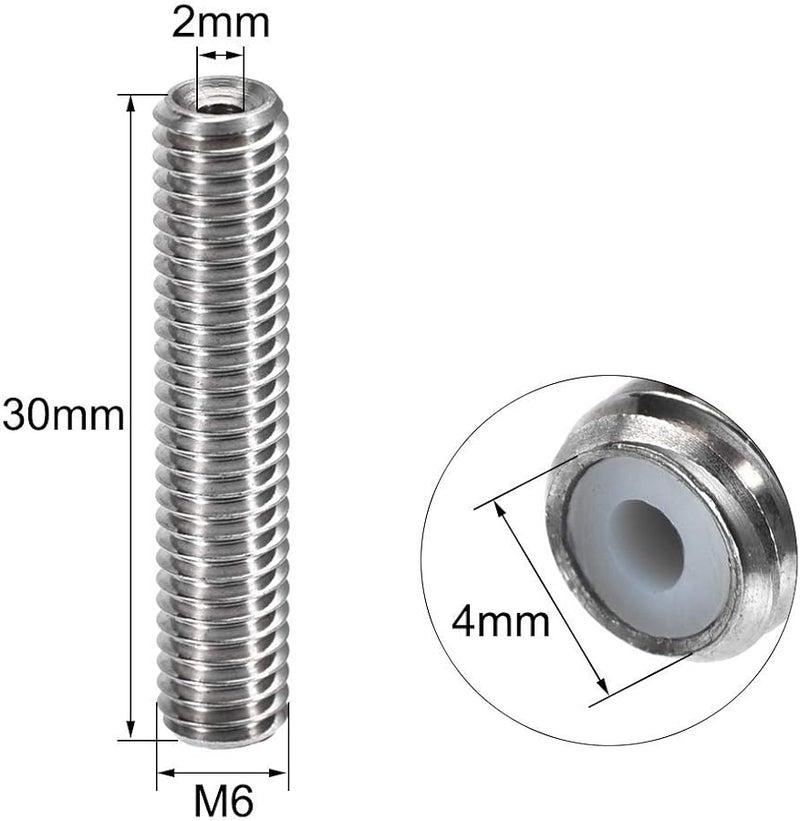 MK8 Extruder Throat Tube M6x30mm 1.75mm for Makerbot Reprap 3D Printer 5pcs - Image 3