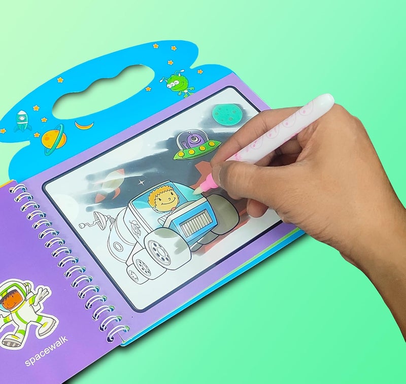 vGRASSP Magic Water Coloring Book Toy for Kids - Reusable Quick Dry Doodle Book - Birthday Return Gift for Boys and Girls - Color and Design As Per Stock (Pack of 2) - Image 2