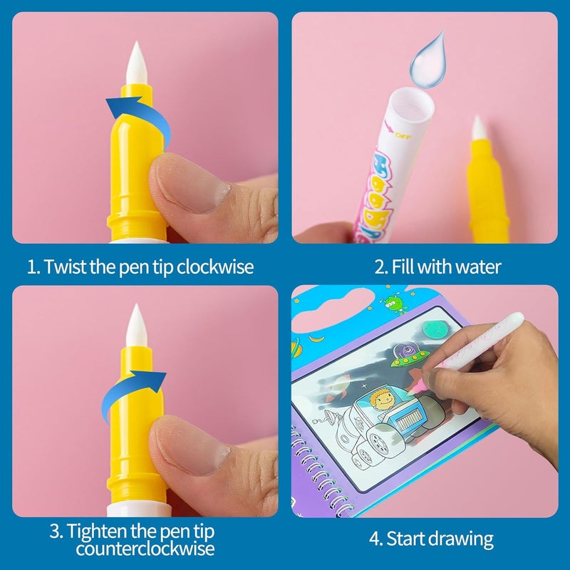 vGRASSP Magic Water Coloring Book Toy for Kids - Reusable Quick Dry Doodle Book - Birthday Return Gift for Boys and Girls - Color and Design As Per Stock (Pack of 2) - Image 5