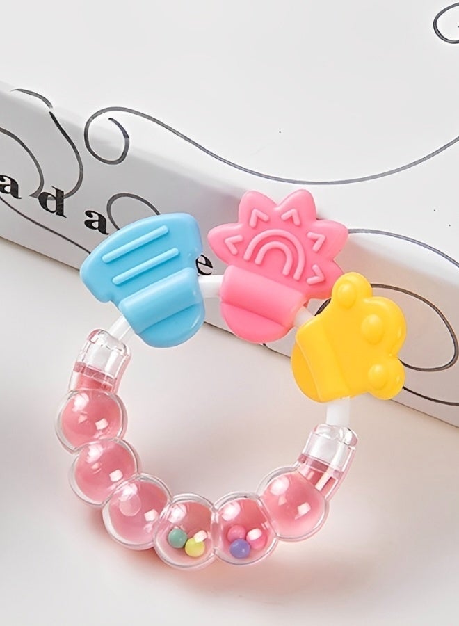 2 Pieces of Baby Silicone Teething Rattle Toy BPA Free Molar Soother with Easy Grip Handle Safe Soft Chewable Teether for Infants 3 to 12 Months - Image 3